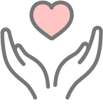 ハートを守る手のアイコン
